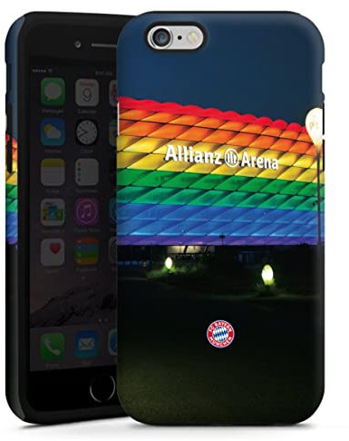 DeinDesign Panzer Handyhülle kompatibel mit Apple iPhone 6 robuste Outdoor Hülle Schutzhülle glänzend FC Bayern München Regenbogen Stadion