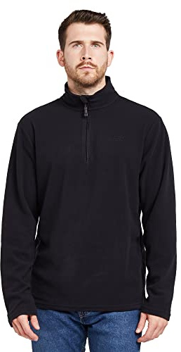 Peter Storm Mens Bracken Half Zip Fleece with Fitted Collar & Hem, Lightweight 60g Brushed Microfleece Midlayer Pullover (UK, Alpha, S, Regular, Regular, Black)