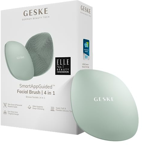 GESKE | Brosse faciale SmartAppGuided™ 4 in 1 | Brosse nettoyante visage | Brosse souple en silicone | Nettoyage professionnel du visage | Appareil de nettoyage du visage | Nettoyage de la peau