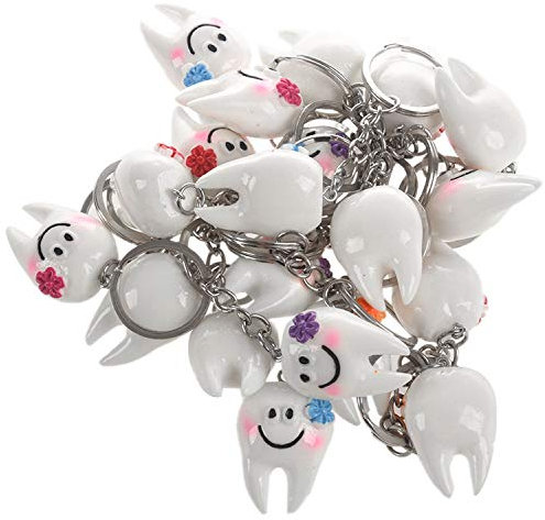 Piarktoy 20 Stück Schlüsselanhänger in Zahnform, niedliches zahnmedizinisches Geschenk, / silber, Einheitsgröße