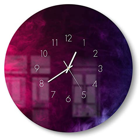 DEQORI Glasuhr | rund Ø 50 cm | Motiv Bunter Farbdunst | große XXL Design Uhr aus Glas | leise Wanduhr für Wohnzimmer & Küche | Moderne Hingucker Uhr für die Wand