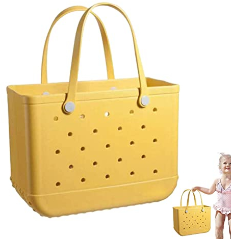 Yusheng Große Strandtasche, Handtaschen Einkaufstasche, Tragetasche Reisetaschen, wasserdichte, Waschbare Gummi-Einkaufstasche Mit Löchern, Für Spielzeug, Handtuch, Flip Flops