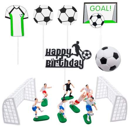 INNAL 15 Piece Soccer-Cake Topper Set for Boys and Girls Football-Party Birthday Decorations