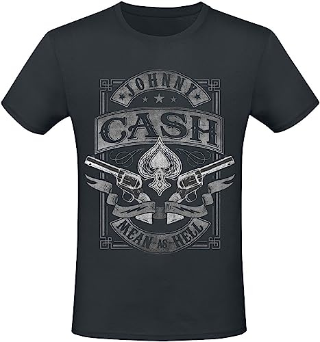 Johnny Cash Mean As Hell Männer T-Shirt schwarz L 100% Baumwolle Band-Merch, Bands, Nachhaltigkeit