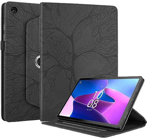 Succtopy Coque Lenovo Tab M10 Plus 10.6 (3rd Gen) TB-125FU/TB128FU 2022 Étui Support Rotatif à 360 Degrés PU Cuir Housse de Protection Portefeuille Tablet Étui Lenovo Tab M10 Plus 3rd Gen Noir