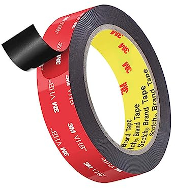 SJBAUTYO 3M Nastro Biadesivo Extra Forte VHB 5952, Nero Biadesivo Adesivo, Resistenza All'acqua e Alle Alte Temperature, per Auto, Casa e Ufficio (15mm x 3m)