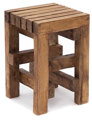 CREEDWOOD Holz HOCKER Tetris | Mahagoni Holz, 45 cm | Sitzhocker, Pflanzenhocker, Blumenhocker, Massivholz Beistelltisch, Naturholz Hocker, Beistellhocker, Nachttisch