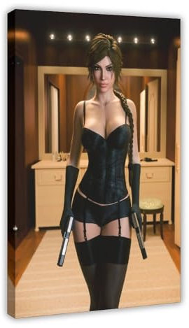 THEGIS Tomb Raider Lara Croft 4 Leinwand-Poster, Schlafzimmer-Dekor, Sportlandschaft, Büro, Raumdekoration, Geschenk, Rahmen-Stil, 50 x 75 cm