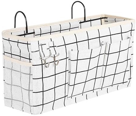 HoitoDeals 1Pcs Black and White Bedside Pockets Gadget Storage Holder For Book Bed Organizer Couch Hanging Bag