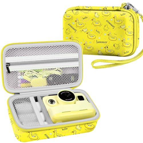 Leayjeen Funda Protectora para Cámara de Fotos Instantánea Infantil Compatible con Gofunly/CHAKEYAKE/GREENKINDER/CAMCLID y Papel de Impresión, Cumpleaño Regalos para niños (Solo Funda Pato Amarillo
