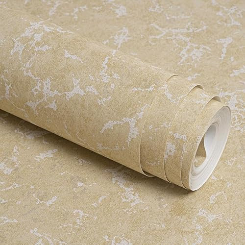 Camiraft Shabby Chic Quarz Textur Tapete Gelb Beton Textur Naturstein Effekt Tapete für Schlafzimmer Wohnzimmer Flur Decke
