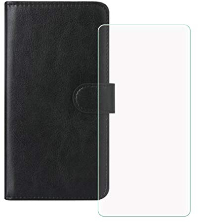BMPNLSZ Handyhülle für Hammer Blade V 5G + Panzerglas, HD Gehärtetes Glas Displayschutzfolie - Leder Flip Wallet Case Schutzhülle Tasche Handytasche -RYPT- Schwarz
