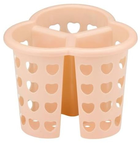 alpina Utensil Cutlery Holder Plastic Kitchen Sink Tidy 3 Compartment Drainer Organiser Flatware Caddy Spoons Forks Utensils Drying Rack Pot Multipurpose Rustproof (Pastel Orange)
