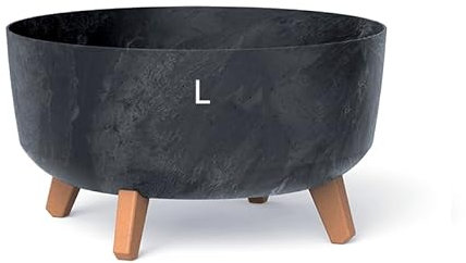 Blumentopf Schale mit Füßen Einsatz Blumenschale Kräutertopf Übertopf (Anhrazit Beton, L- 38cm)