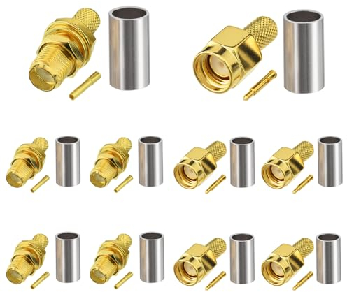 Eightwood SMA Crimp Set SMA Stecker SMA Buchse Crimp Stecker Set SMA Kabel Stecker Einbau 10Pcs für RG58 LMR195 RG142 RG400 RG303 RG141 Low Loss Koaxialkabel Pigtail