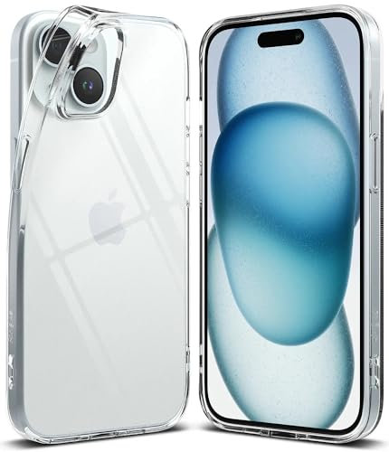 net-mobile Clear Case for iPhone 15, Transparent, Full Camera Protection, 6.1 inch, Non-Yellowing, Drop-proof, Anti-Scratch, TPU Bumper, Transparent, Protective Cover