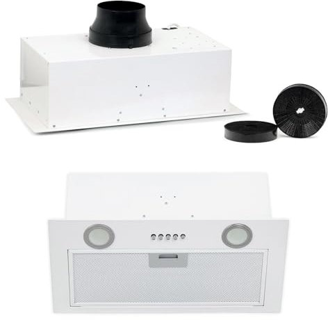 Dunstabzugshaube für Wandschrank integrierbar Einbauhaube Abzugshaube Abluft Umluft 52cm Weiß Dunst 2xAktivkohlefilter