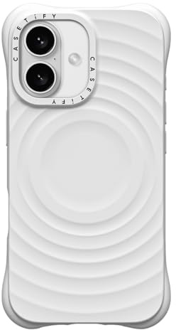 CASETiFY Ripple iPhone 16 Hülle [Premium Soft-Touch Silikon/MagSafe-kompatibel/Schutz vor Stürzen aus 2 m Höhe] - Weiß