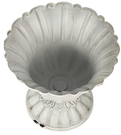 HAWILLOSCH Hohe Alte Blumenvase Vase Für Hochzeitsmittelstücke Jahrgang Strauß Gartenpflanzgefäße Griechische Urne Blumentopf Kelchförmige Vase Rustikale Wohnkultur Weiß Schmiedeeisen