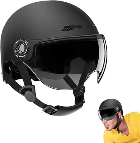Adult Electric Scooter Helmet with Visor, Highly-Protective Unisex Cycling Helmets, for Bicycle, Scooter, Skateboard, Motorcycles, Adjustable Size Fits 54-62 cm, Black