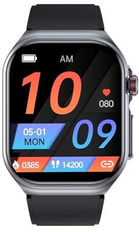 Kardena® Care Pro 4 Plus - 2025 Gesundheitsuhr mit SOS-Funktion, AMOLED-Display, 10 Gesundheitsmessungen, Wasserdicht IP68, Nachrichten lesen, telefonieren, App