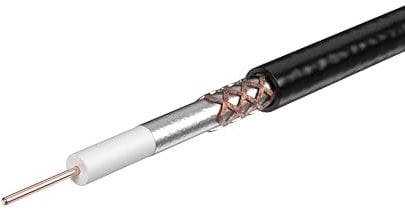 Labgear Koaxial-Satellitenkabel, 250 m, Trommel, RG6, schwarz, digitale Antenne, Daten- und Satelliten-Koaxial-TV-Kabel, gaseingespritzter Schaumstoff, Dielektrikum, geflochtene und Folienschirmung,