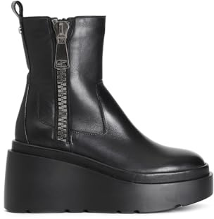CAFèNOIR - Damen-Ankle-Boot Aus Leder Mit Langem Reißverschluss Und Plateau, Für Frauen, Farbe Schwarz, Größe 39