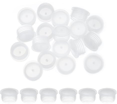 PATIKIL Salt and Pepper Shaker Stoppers 27mm/1.06, 25Pcs Plastic Salt Shaker Plug Replacement Reusable Clear Round End Cap for Pots Bottles Pipes