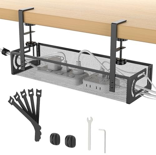 Cinati Kabelmanagement-Tablett für den Schreibtisch, ohne Bohren, Kabelablage mit Klemme für Schreibtisch-Kabelmanagement, Schreibtisch-Kabelmanagementbox für Büro, Zuhause, Keine Schäden am