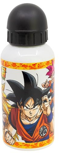 Stor Dragon Ball Aluminium Trinkflasche 400ml für Kinder - Wiederverwendbare Kinderflasche mit Sicherheitstrinktülle und Auslaufschutz - Leicht und Robust