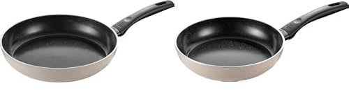 BALLARINI Ledro Bratpfannen-Set 2-tlg (24 cm + 28 cm), Aluminium, Beige, Induktionsgeeignet, Keramik-Antihaftbeschichtung, Thermopoint, Made in Italy, Beige