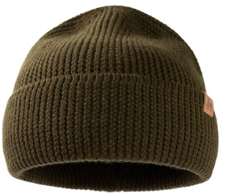 TOP-EX 100% Merino Mütze Grün, Warme Wintermütze für Herren und Damen, Strickmütze, Beanie für Männer, Outdoor Sportmütze, Wollmütze für Wandern, Skimütze für Laufen XL/XXL
