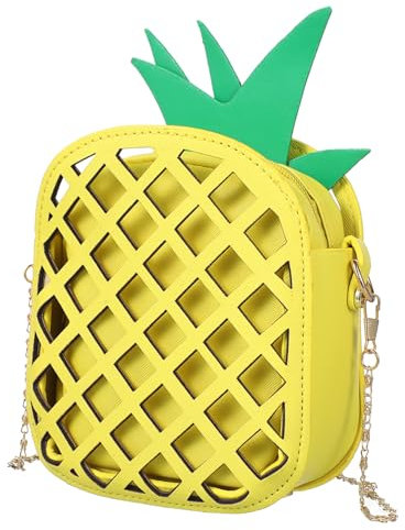 DEARMAMY Lustige Fruchtform Umhängetasche Single Shoulder Bag Mit Kettenriemen Einzigartige Handtasche Im Ananas Design Für Damen Perfekt Für Freizeit Schule Und Einkäufe
