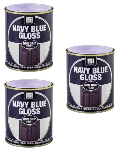 PEBBLE HUG Navy Blue Gloss Non-Drip Paint, Quick Drying Formula, DIY Projects, Ideal for Wood, Metal, Plastic, Furniture, Perfect for Interior and Exterior Use, 300ml, (3 Pcs)