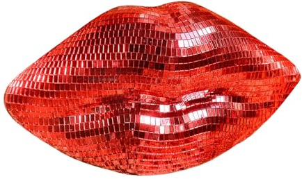 Pasdrucn Discokugel Kinder, Lippen Disco-Kugel-Dekoration, Discokugeln Deko, Spiegel Discokugel, Discokugel Deko, Disco Kugel, Discokugel Spiegelkugel, Lippenstifte-Disco-Dekoration (Rot)