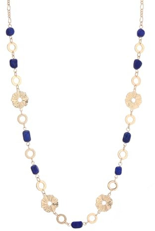 Dazylleco Collana Donna Oro a Catena Lunga Collana Lunghe Boho con Perline di Pietre Naturali Irregolare Gioiello Elegante per Matrimoni Feste Regali di Compleanno Bigiotteria Oro(Navy Blue)