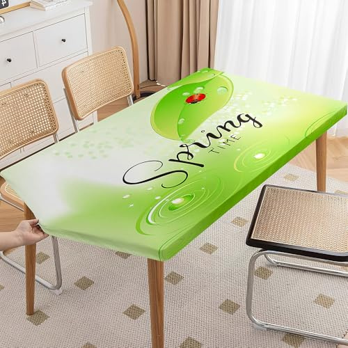 Odot Elastische Tischdecke, Rechteckige Tischtuch mit Elastischer Kante, 3D-Druck Tischdecke für Outdoor Klapptisch Terrasse Picknick Camping Esszimmer Küche (Marienkäfer,4ft:122x76cm)