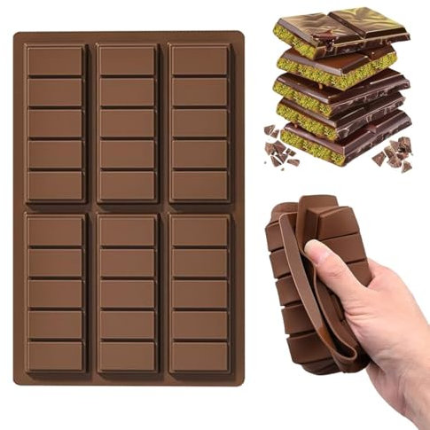 ZUWIJEQ 1 pièce Moule Tablette Chocolat, Moule Chocolat de 6 Cavités, Moule Silicone Tablette de Chocolat Sans BPA, Moule Mini Tablette Chocolat pour Faire du Chocolat