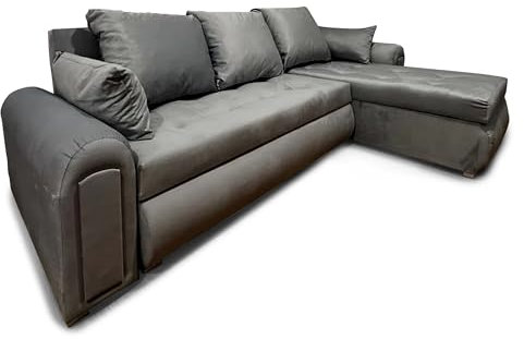 COMFATRA London sofa bed with storage, Left & Right Hand Facing L shaped sofa, Easily Convertible Sleeper sofas & couches, Pull-Out Sleeper corner sofa ((Grey)