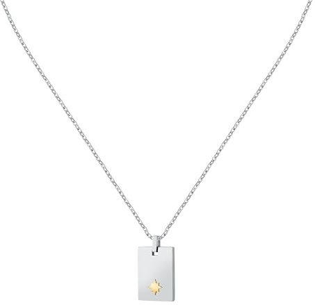 Morellato Collana Uomo in Acciaio, Collezione GOLD, Targhetta, Rosa dei Venti - SABY08