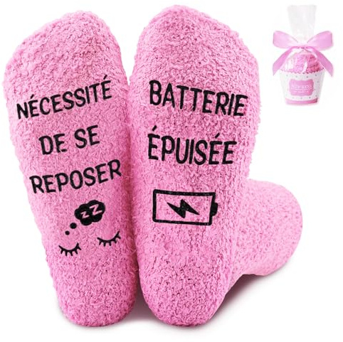 Cadeau Femme Noël Chaussettes Rigolotes pour Petite Amie Épouse Fille Maman Socks Humour Personnalisé Chaudes Polaire Hiver Rose Coffret Cadeux Chocolat Cadeau pour Saint-Valentin Anniversaire