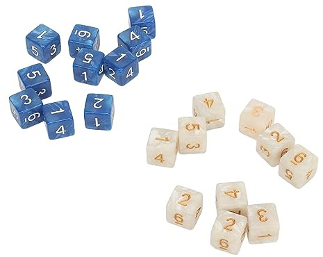 Alomejor Die auf Impact Resistente Acrylspiel -Würfel Definieren 20 PCs Quadrat -Eckwürfelsummer für Weiße und Blaue Spiele
