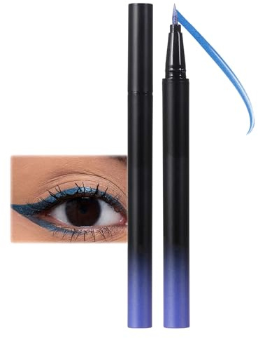 Metallic Glitzer Eyeliner, Diamond Liquid Eyeliner Dunkelblau, Glitter Flüssig Kajalstift, Wasserfest & Wischfest Metallischer Eye Liner, Hochpigmentiert & Langlebig Shimmer Kajalstifte Gesicht Körper