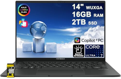 ASUS Zenbook 14 Laptop 14 WUXGA OLED Touch (500nits HDR, 100% DCI-P3) Intel 16-core Ultra 7 255H (>Ultra 9 185H) 16GB RAM 2TB SSD Retroilluminato per Designer Business Professional Win11 ICP Hub