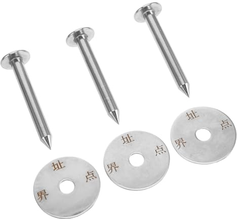 Holibanna 3 Set Picchetti in Acciaio Inossidabile per Rilievi Topografici, Marcatori a Basso Profilo per Mappatura Esterna, Chiodi per Marcare Confini Proprietà e Linee da Giardino,