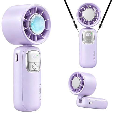 Newthinking Cold Compress Handheld Fan, Portable Turbo Fan with Ice Cooler, 5 Gear High Speed 3600mAh Rechargeable Mini Personal Hand Fan for Travel/Outdoor/Home/Office