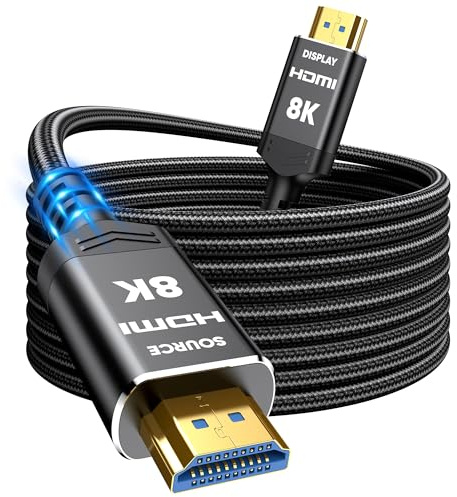 Snowkids 8K Fiber Optic HDMI 2.1 Cable 30m, 48Gbps Ultra High Speed, Black | 8K@60Hz HDMI Lead, 4K@120Hz, eARC HDR10 4:4:4| 21:9, HDCP 2.2/2.3, 3D, VRR, Ethernet, for Latest game console/TV/HDTV/Blu-ray