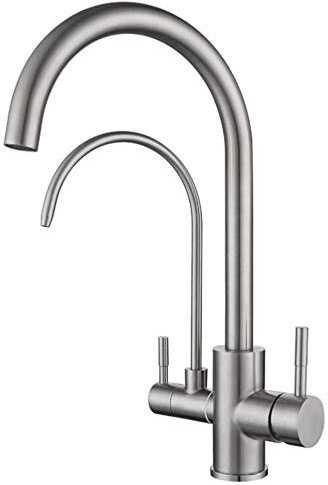 Kitchen Faucets 3 in 1 Stainless Steel Brushed Hot 360 ° Rotation Filter Straight Drink Kitchen Sink Faucets