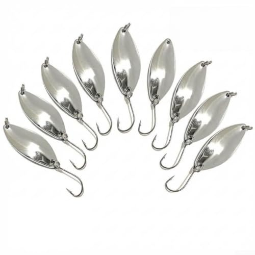 Marchfunny 10 piezas de metal Spinner cuchara señuelo de pesca para lubina Jigging cebo con gancho de agudos y rango de longitud optimizado 3 cm a 4 cm (2,5 g plateado)