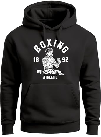 Neverless Hoodie Herren Retro Vintage Boxer Boxen Kapuzen-Pullover Männer